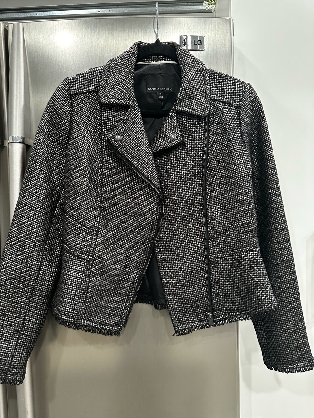 Banana Republic Black and White Tweed Blazer Jacket